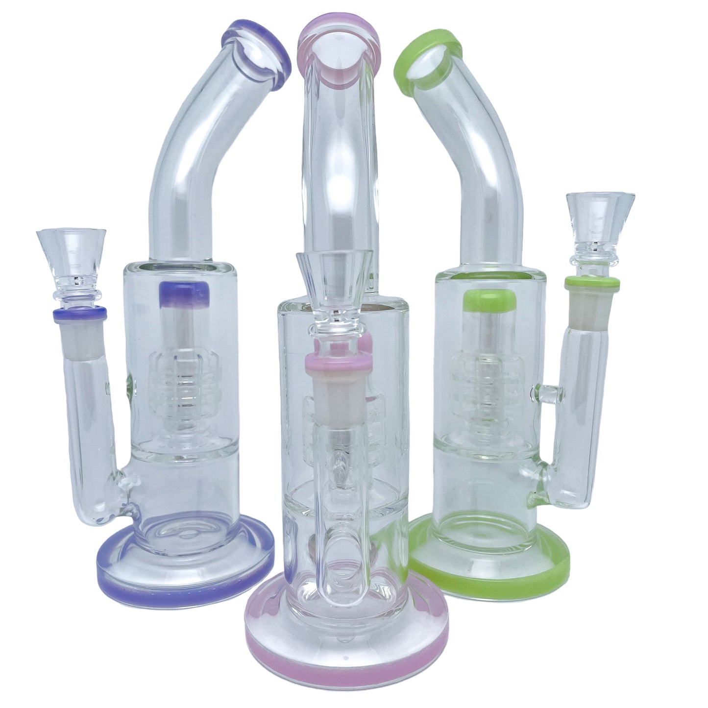 9.5" Bent Neck Perc Glass Water Pipe