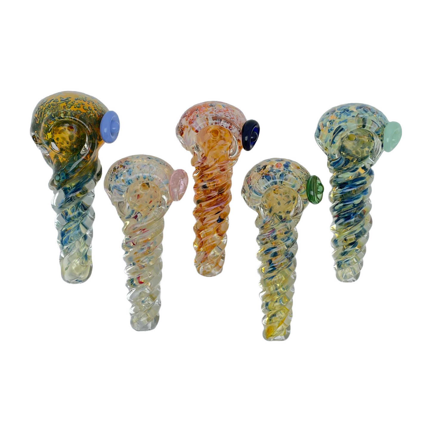 3.75" Spiral Frit Spoon Pipe with Knocker