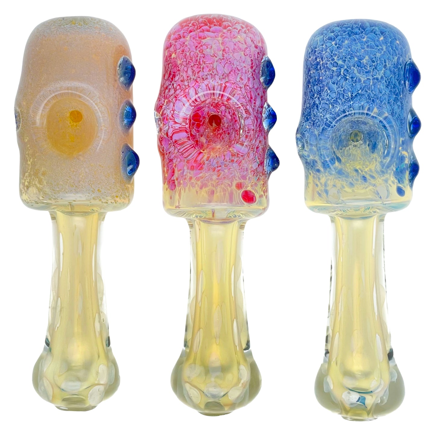 5.2" Frit Spoon Pipe with Triple Knockers