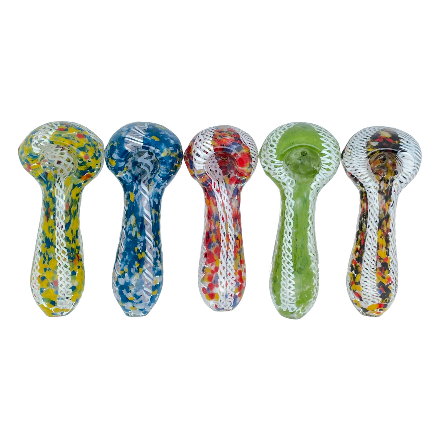 4" Frit & Ribbon Spoon Pipe
