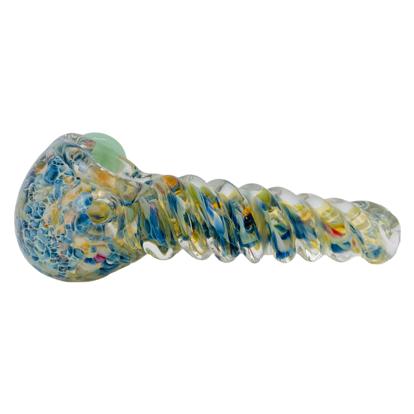 3.75" Spiral Frit Spoon Pipe with Knocker