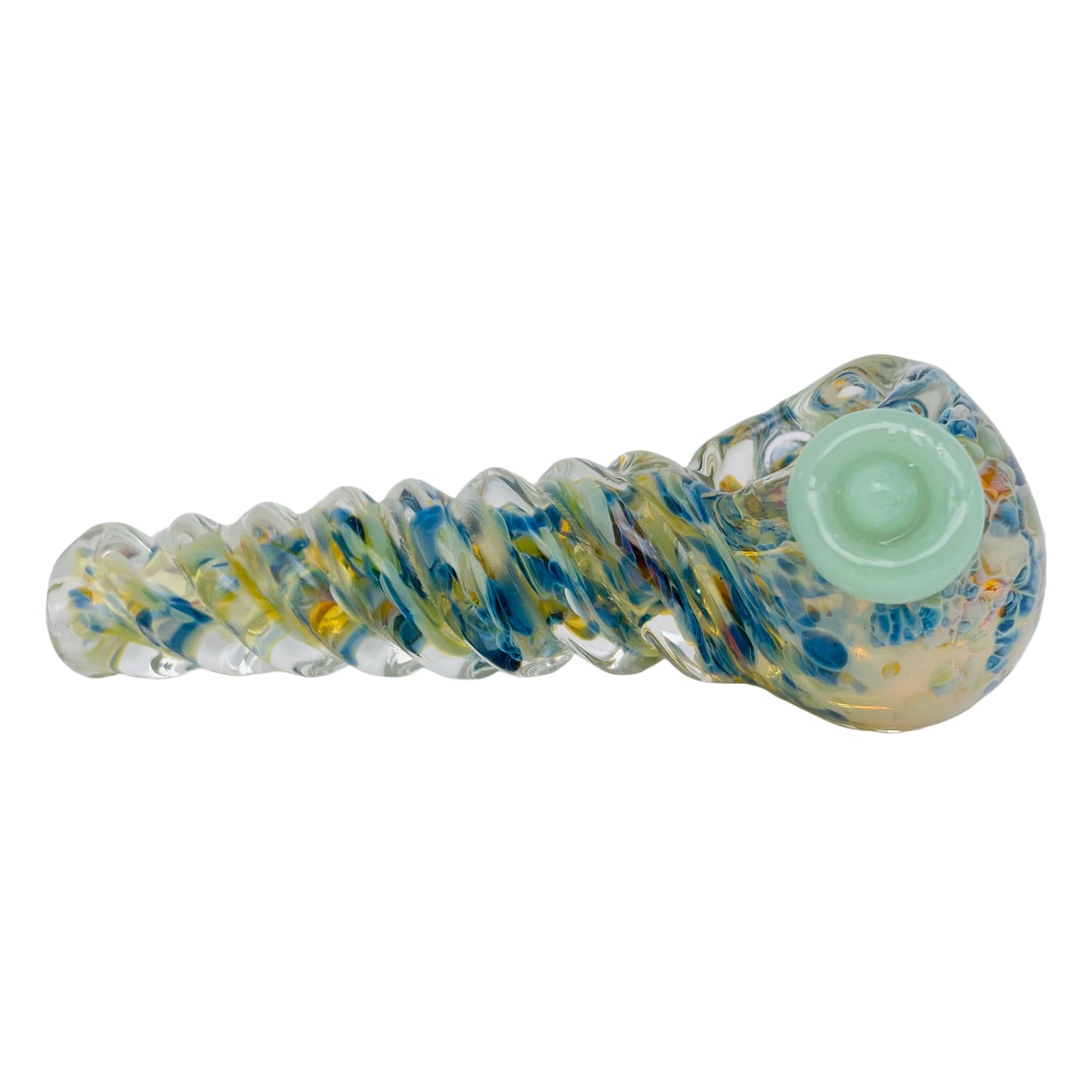 3.75" Spiral Frit Spoon Pipe with Knocker