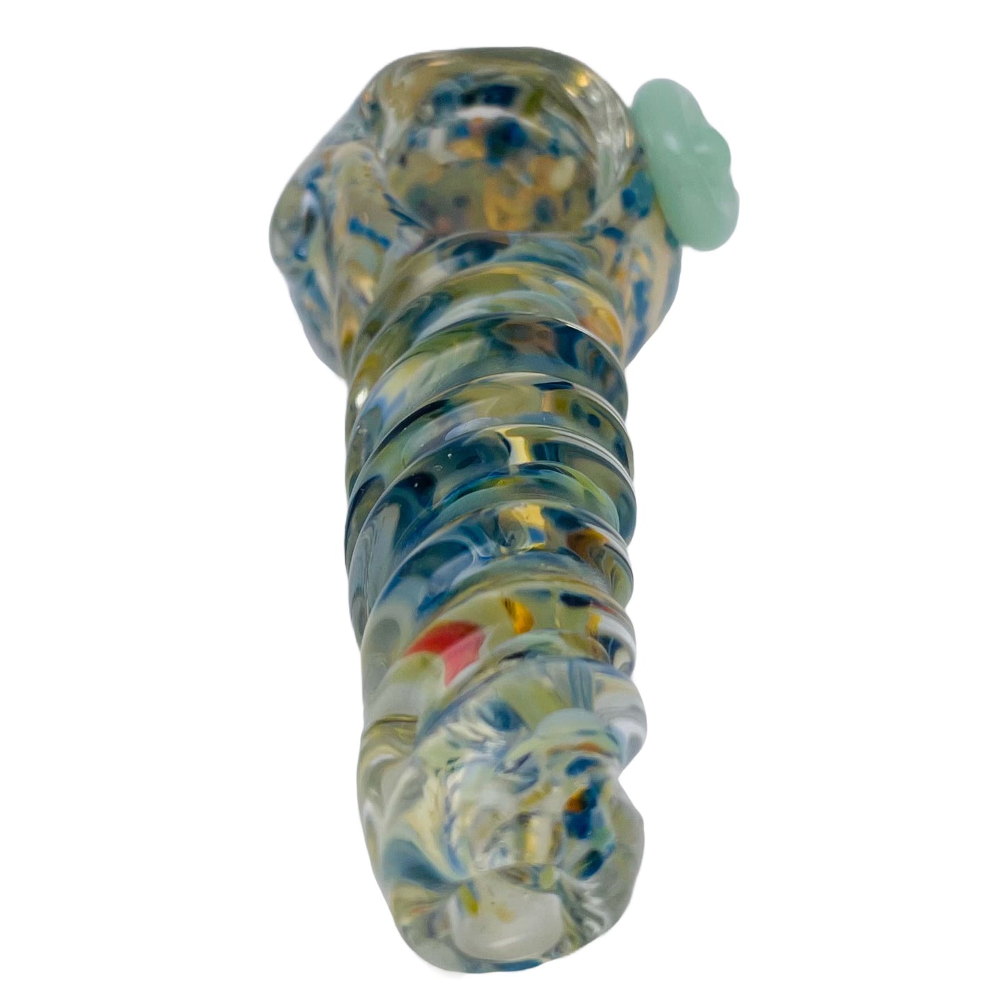 3.75" Spiral Frit Spoon Pipe with Knocker