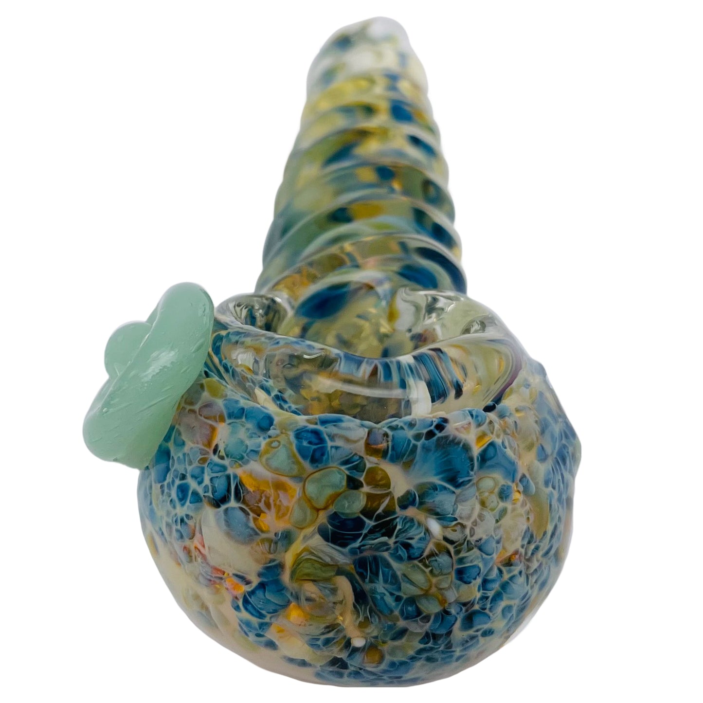3.75" Spiral Frit Spoon Pipe with Knocker