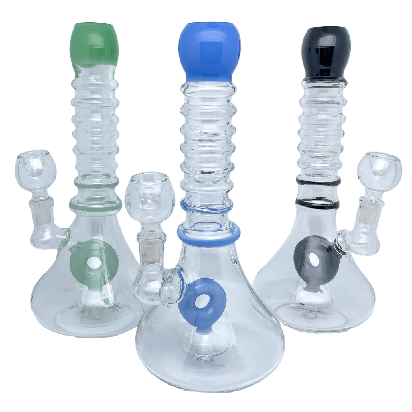 9" Rolled Neck and Donut Perc Water Pipe