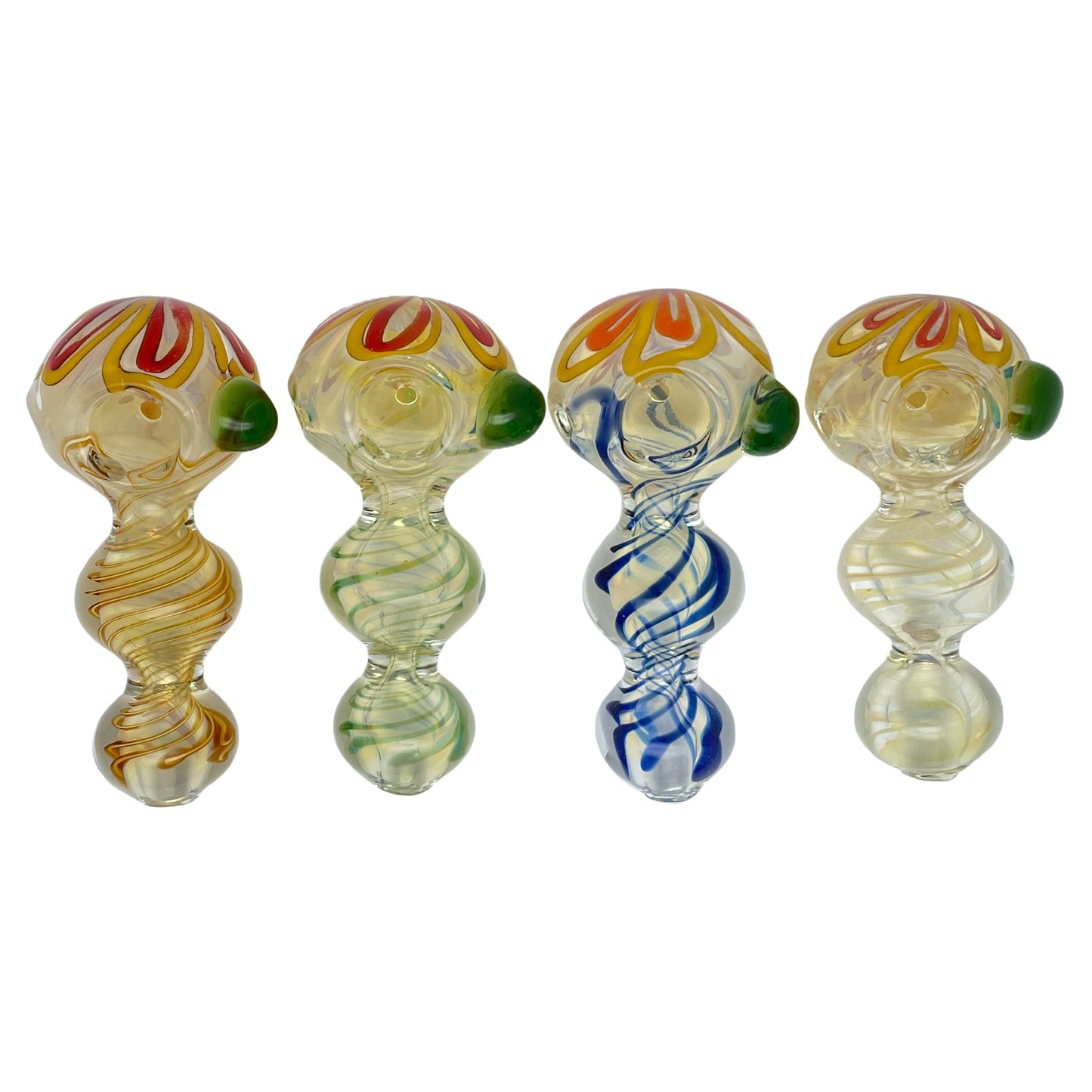 4.25" Swirl Double Bulge Spoon Pipe with Knocker