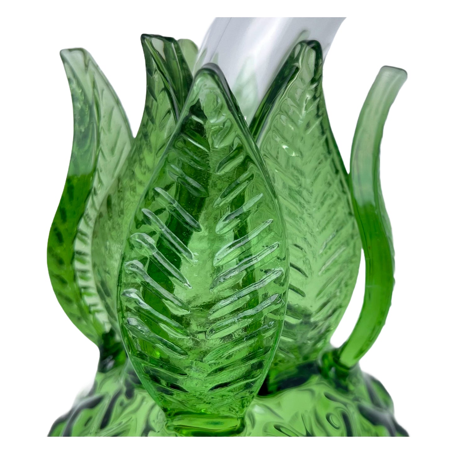 8" Bent Neck Green Pineapple Glass Water Pipe