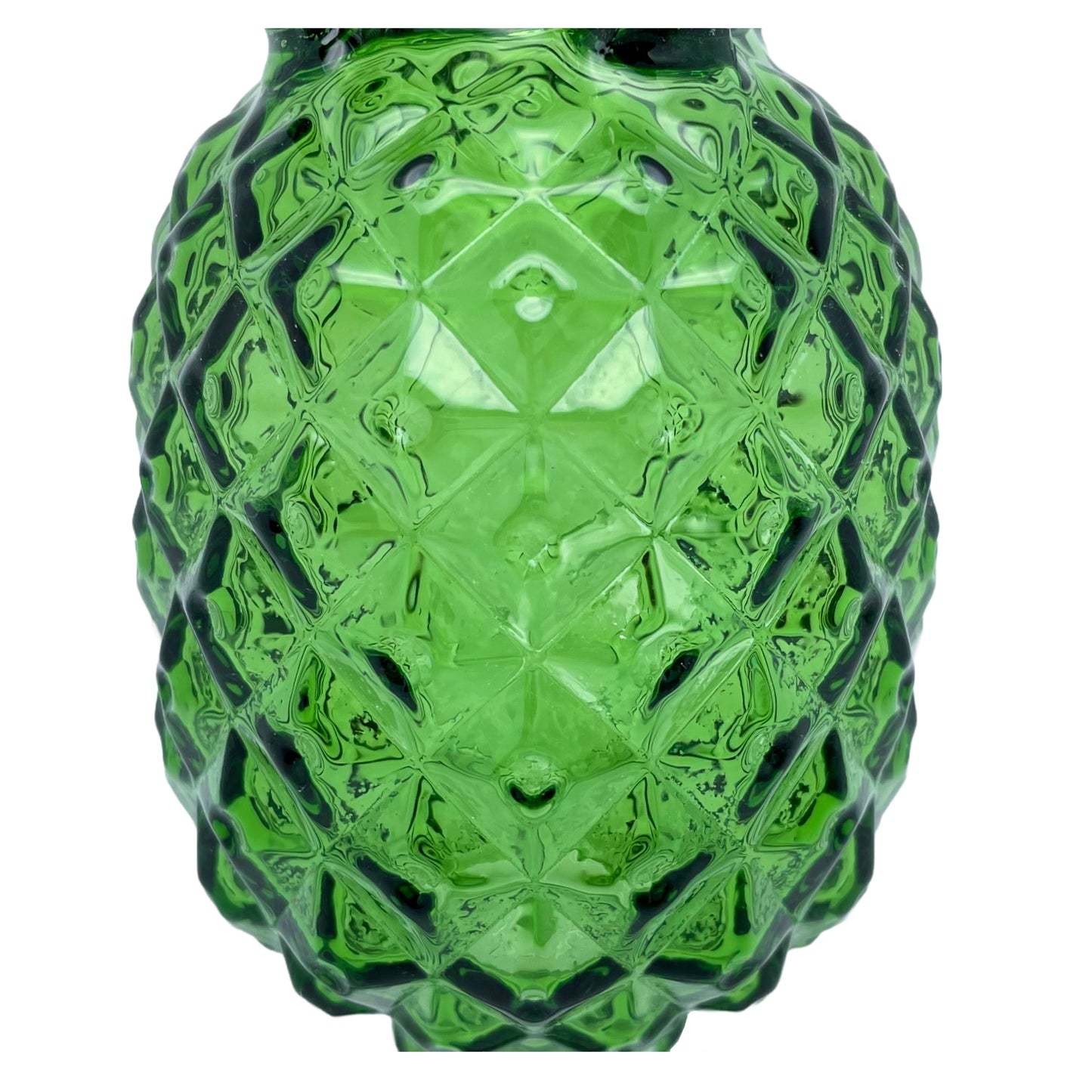 8" Bent Neck Green Pineapple Glass Water Pipe