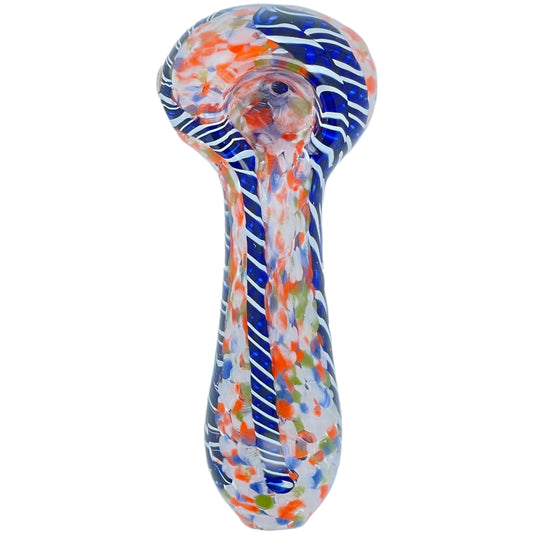 frit and ribbon glass spoon pipe