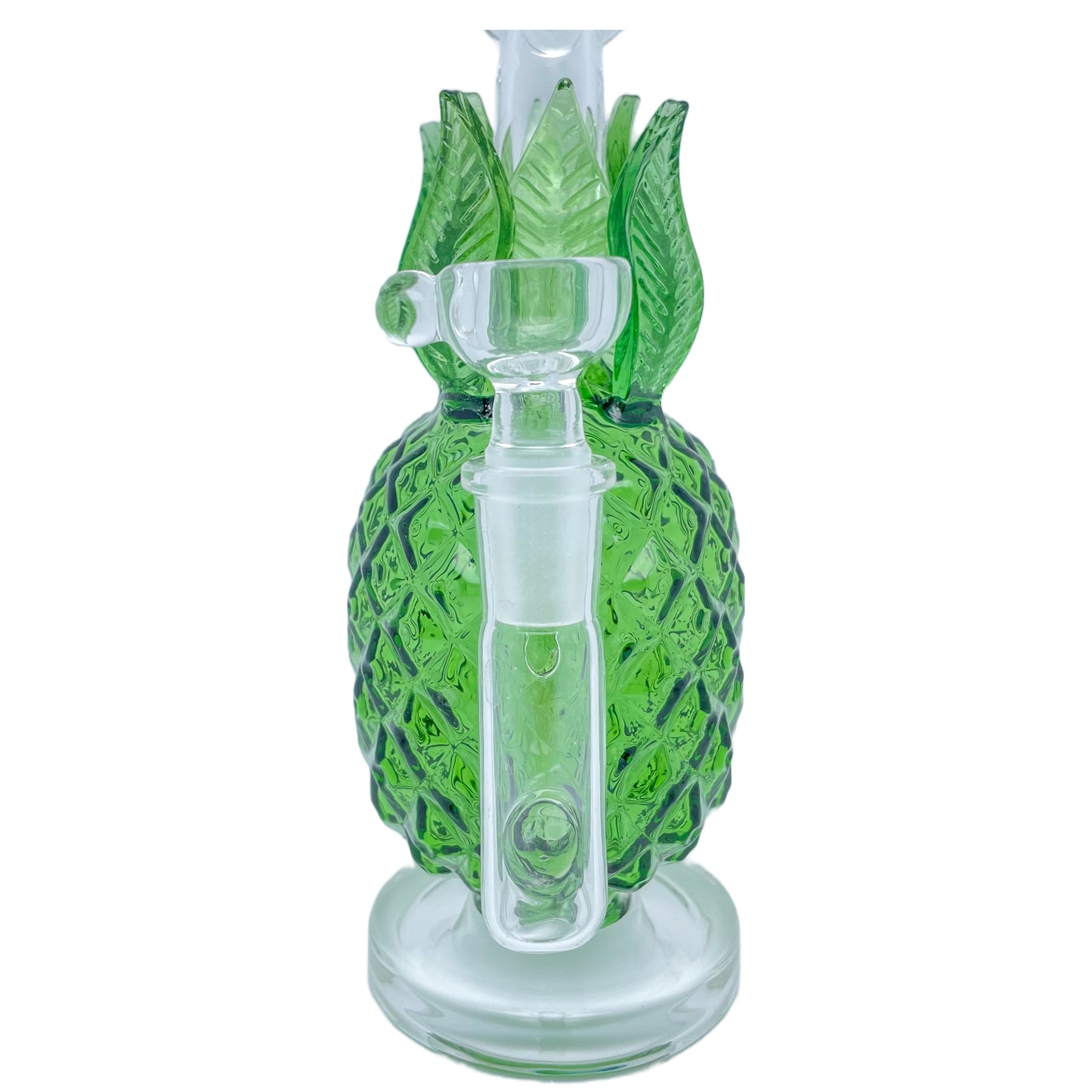 8" Bent Neck Green Pineapple Glass Water Pipe