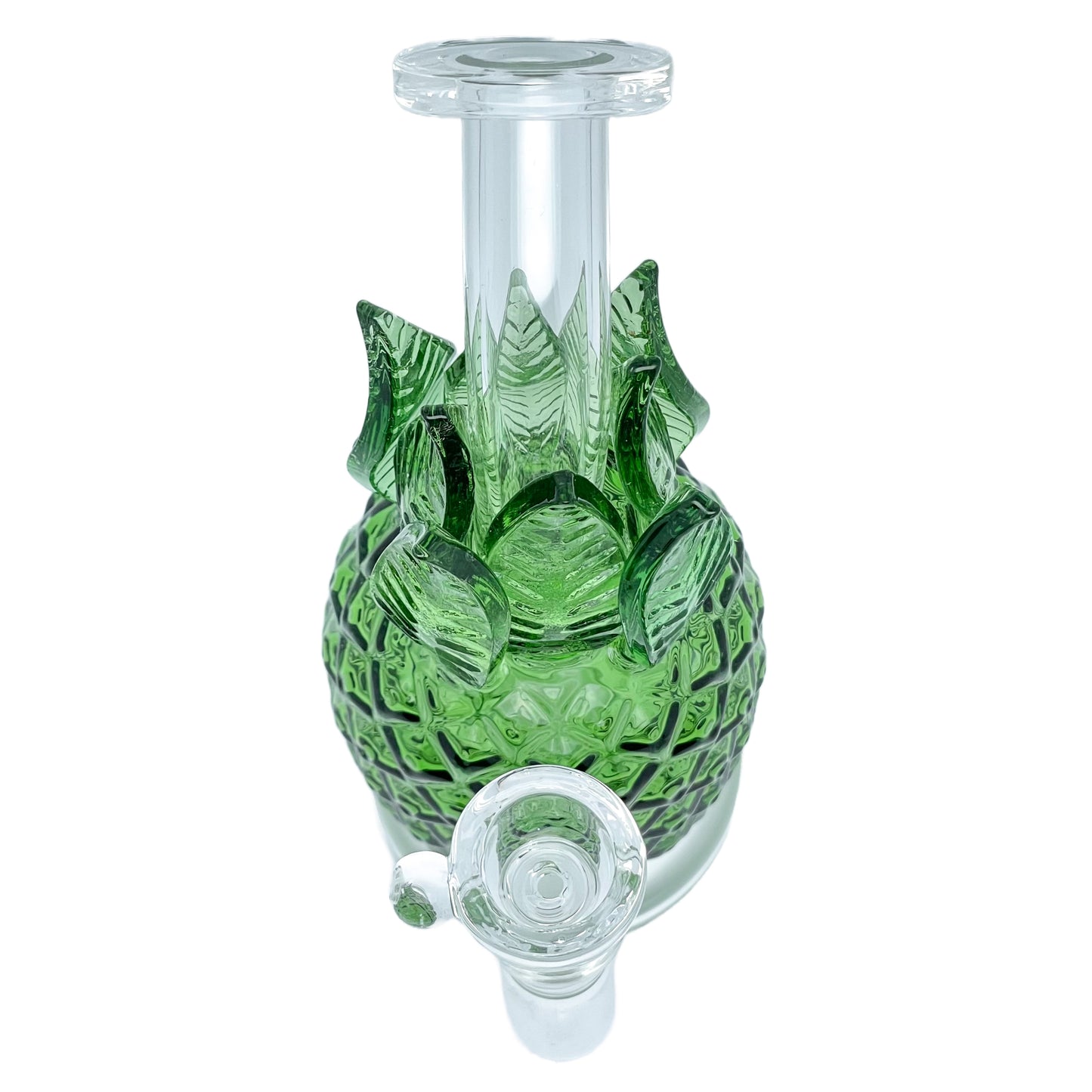 8" Bent Neck Green Pineapple Glass Water Pipe